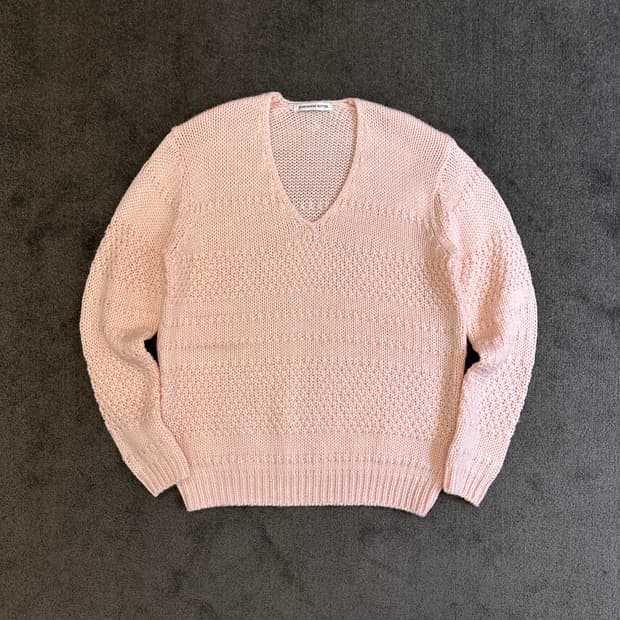 썸웨어버터 핑크 브이넥 니트 free[실측확인]