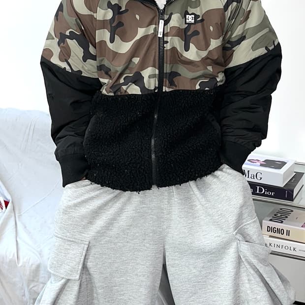 DC 카모 플리스 후드 자켓 M