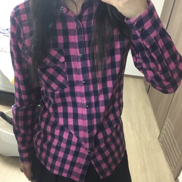 핑크체크셔츠