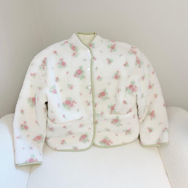 플라워 뽀글이 후리스 자켓 새상품