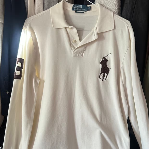 폴로 랄프로렌 빅포니 아이보리 브라운 니트 롱슬