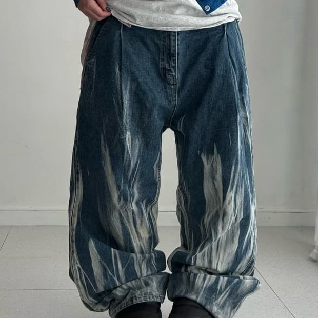 Dnsr 페인팅 데님팬츠