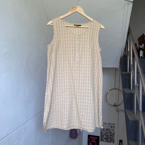 페어리 격자 일자 원피스