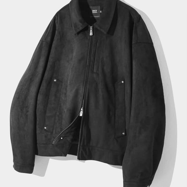 디미트리 블랙 투웨이 비건 스웨이드 블루종 자켓