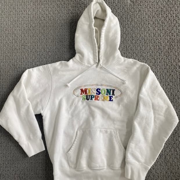 갤러리아 구매 슈프림 화이트 후드티 m
