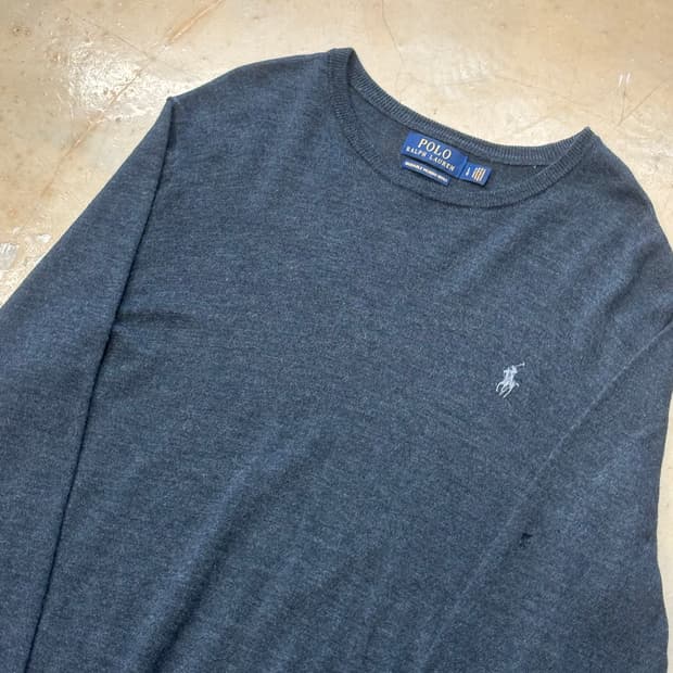 L 폴로랄프로렌 챠콜 메리노 울 니트 
