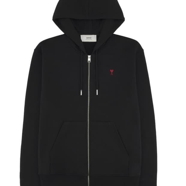 아미 스몰 하트 로고 후드집업 블랙