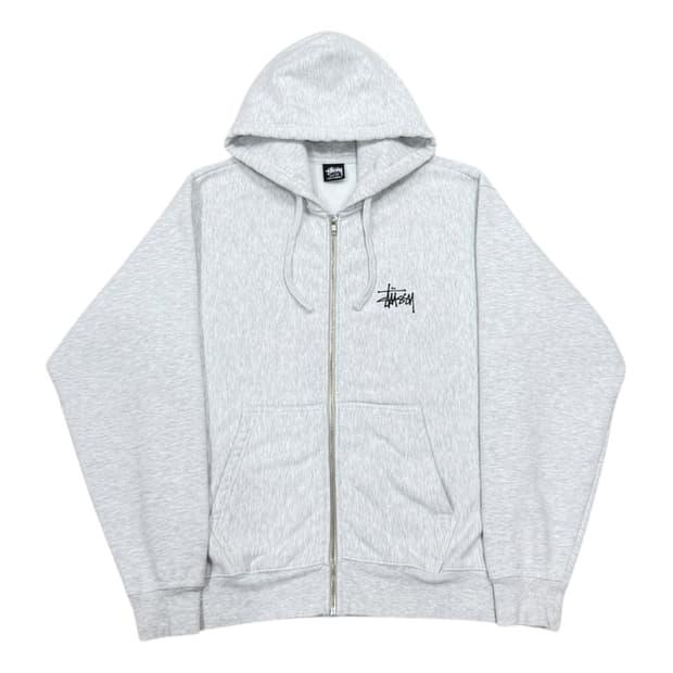 스투시 베이직 빅로고 기모 후드집업 자켓 애쉬 헤더그레이 M