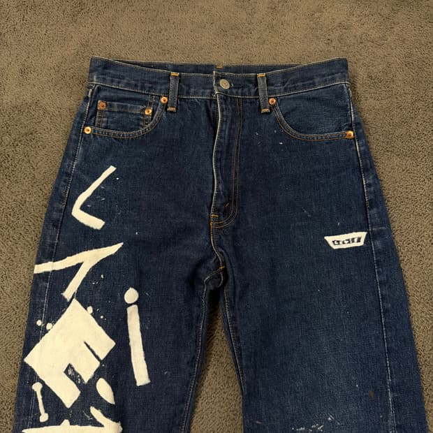 [정품/30X36] 리바이스502XX레드라인셀비지커스텀페인팅팬츠