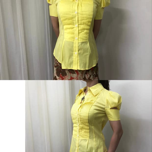O‘2nd shirred puff-sleeve yellow blouse 
