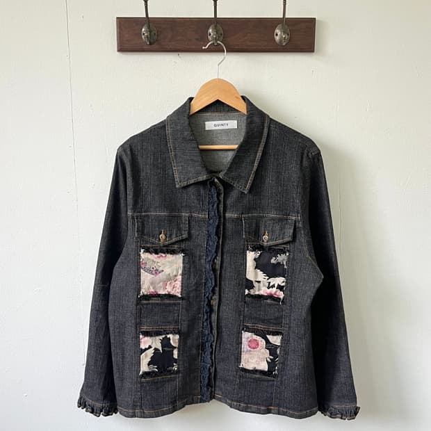 QUINTY 패치워크 프릴 데님 자켓