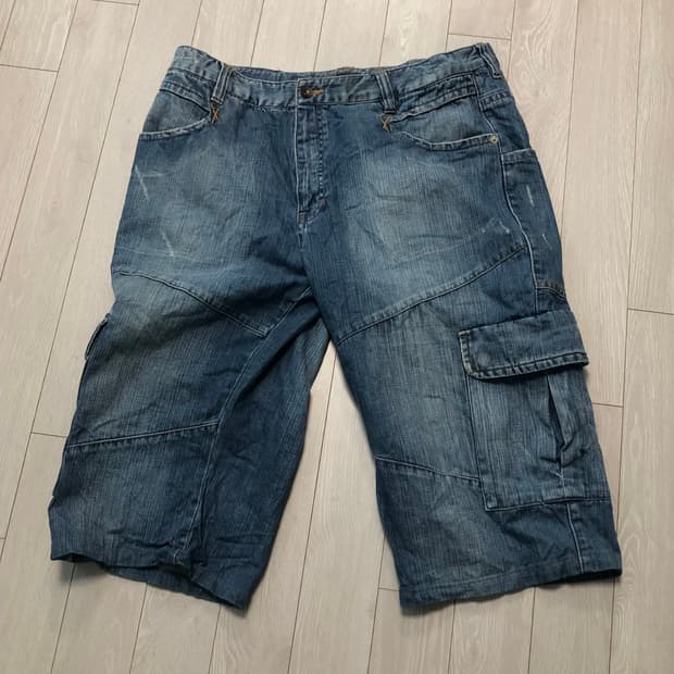 빅사이즈 버뮤다 진청워싱 팬츠 XL