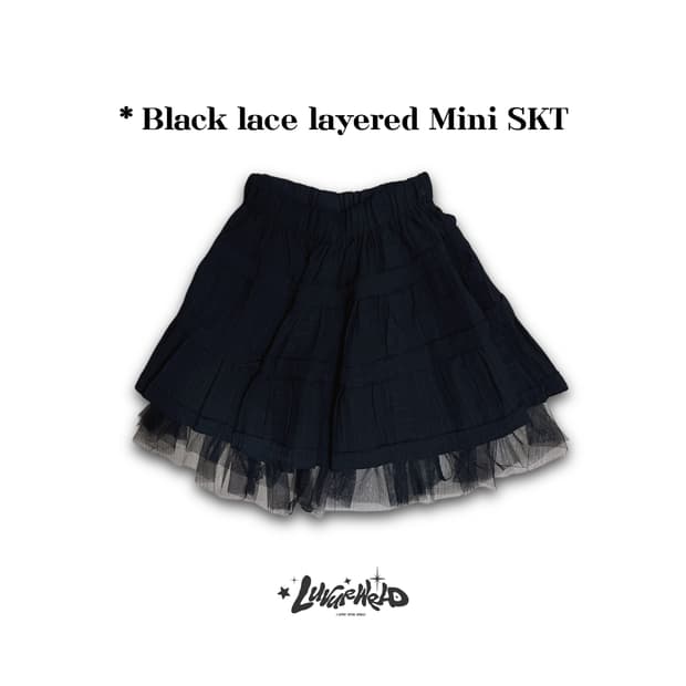 빈티지 블랙레이스 미니스커트 갸루