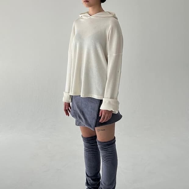 지초이컴포트 23-006 와플 후디 후드 아이보리 3