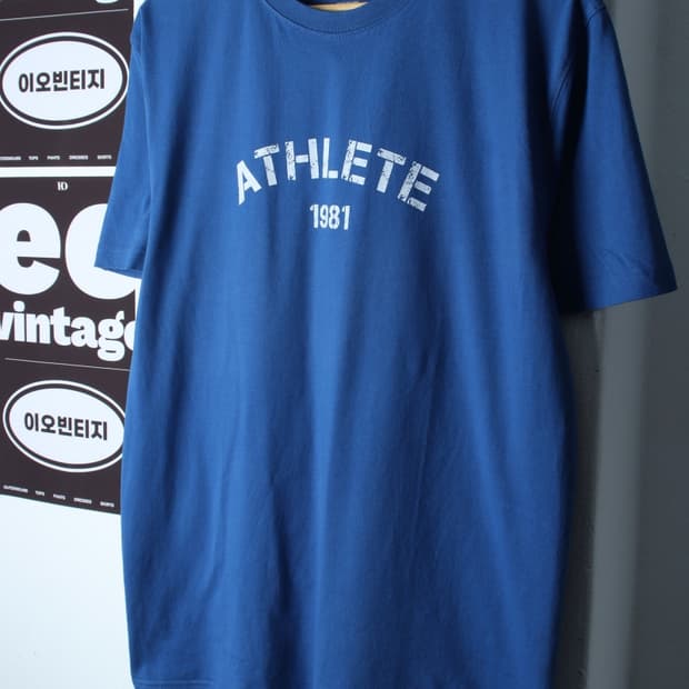 (L-XL) 지오다노 반팔 티셔츠 레터링 블루 아메카지-H36481
