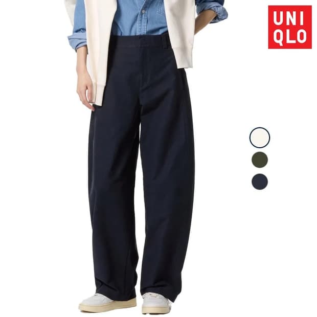 유니클로 저지배럴 레그팬츠 여성용 XL 네이비