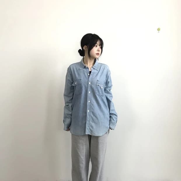 Beams Blend Light Denim Work Shirt