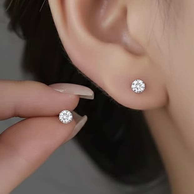 써지컬스틸 316 큐빅 피어싱 귀걸이 2P 세트 4mm