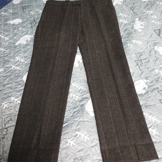 FLEUR 스트라이프 모직 슬랙스 다크브라운 (34)
