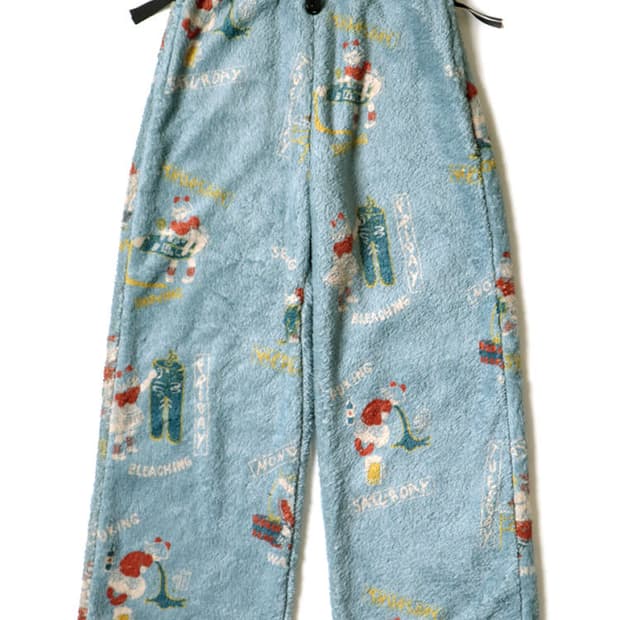 KAPITAL 캐피탈 컨트리 캘린더 패턴 플리스 이지 스트레이트 팬츠