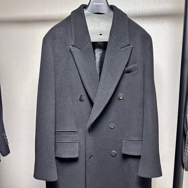 인사일런스 헤링본 더블 롱코트 M