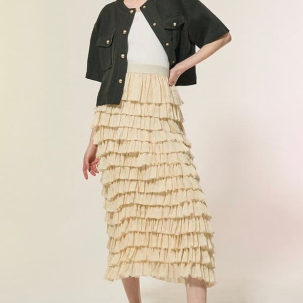 한섬 랑방 2023 린넨 크롭 자켓  88-98-165사이즈