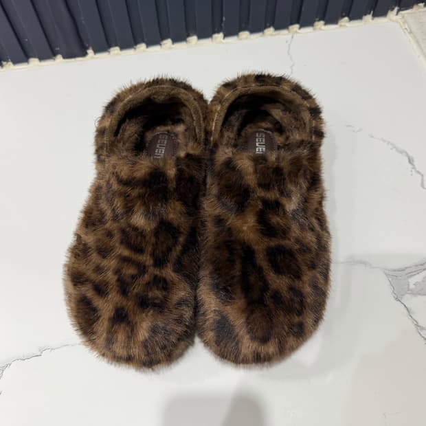레오파드 통굽 슬리퍼 240