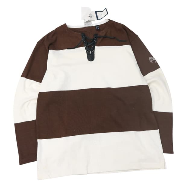 OTTON OXFORD 코튼 옥스포드 레이스업 스트라이프 롱슬리브