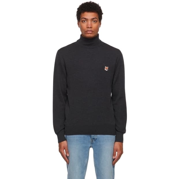 (XL) 메종키츠네 폭스 헤드 패치 터틀넥