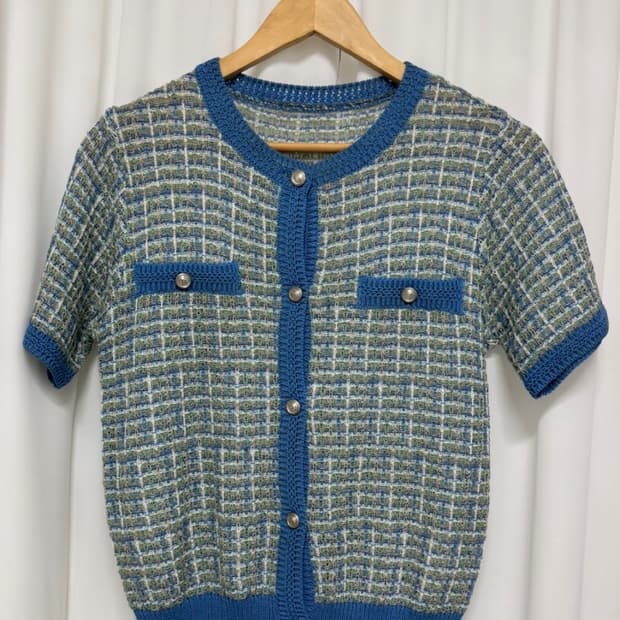 SI 씨 트위드 반팔 가디건