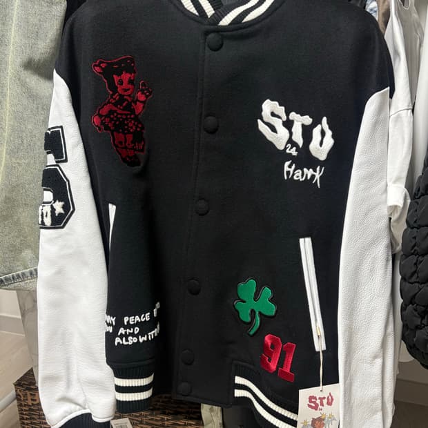 STU X HANK Varsity Jacket Black