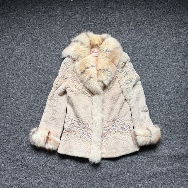 빈티지 비즈 퍼 자수 자켓