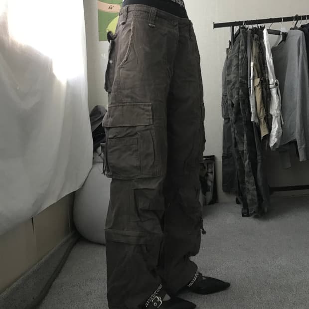 빈티지 브라운 와이드핏 카고팬츠