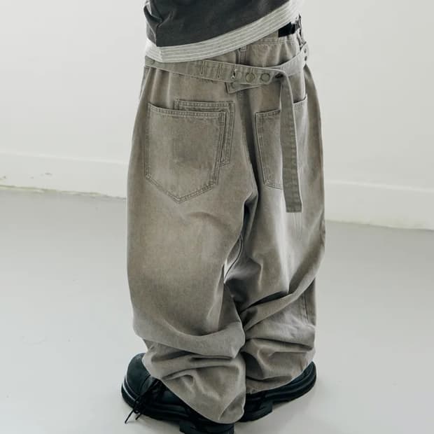 [KOIN SEOUL X MIM] 스톤 벨티드 와이드 데님팬츠_2