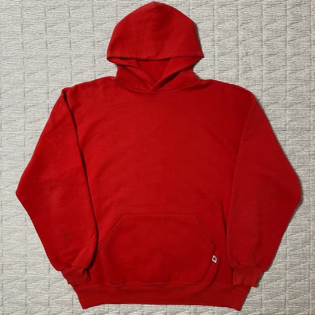 러셀 후드 후디 XL 빈티지 레드 9Os USA Russell