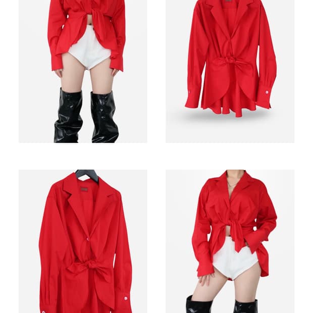 Kenzo Red Cotton Tie-Waist Shirt