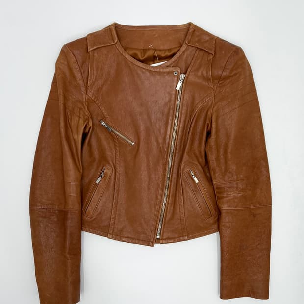 빈티지 크롭 레더자켓