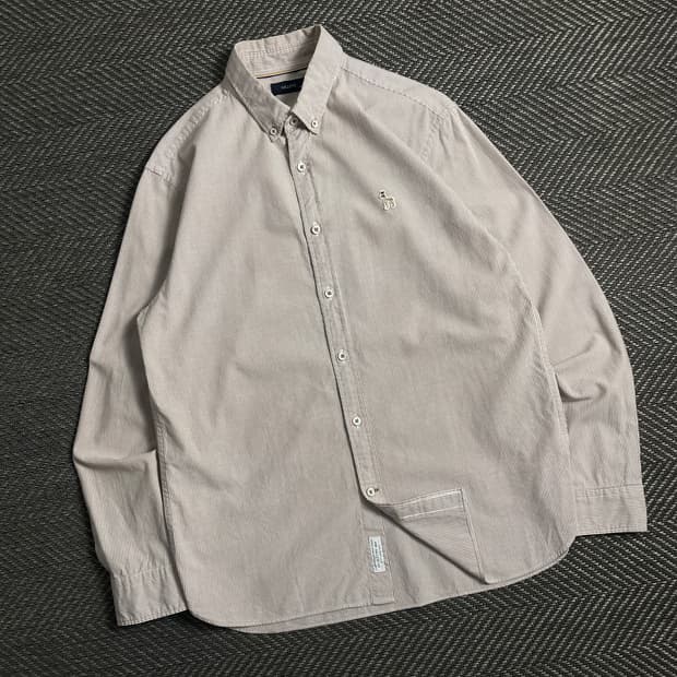 헤지스 자수로고 스트라이프 혼방 셔츠 y 5027