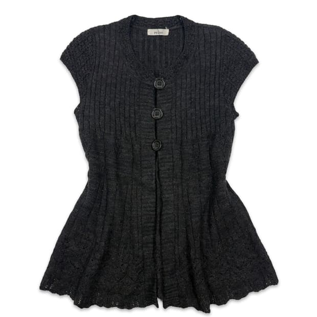 빈티지 블랙 모리 니트 레이어드 가디건