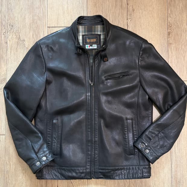 이탈리아 램스킨 미니멀 라이더 자켓