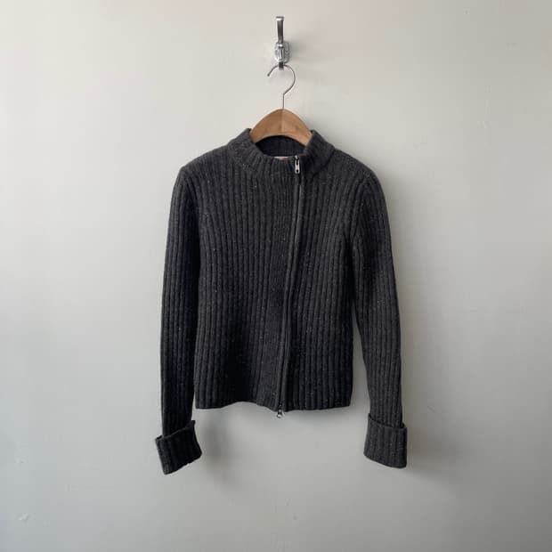 vintage side two way zip-up cardigan