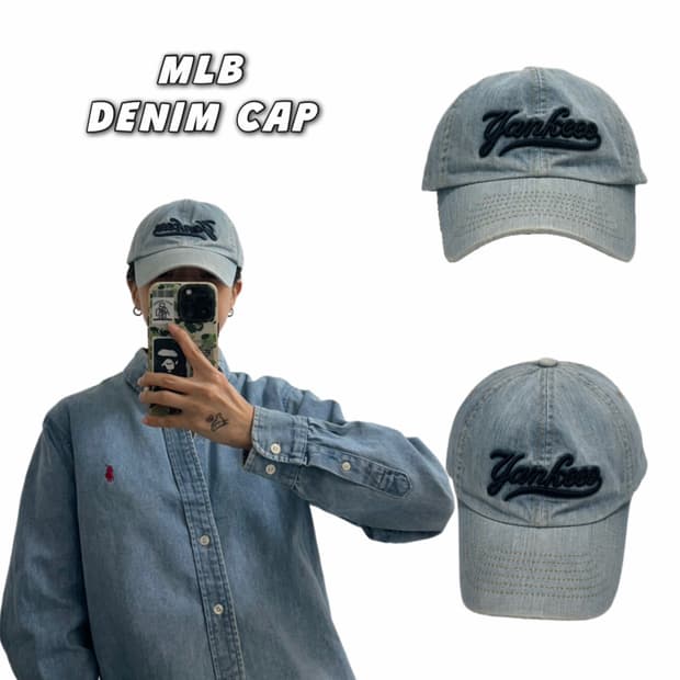 MLB 뉴욕양키즈 데님 볼캡 야구모자