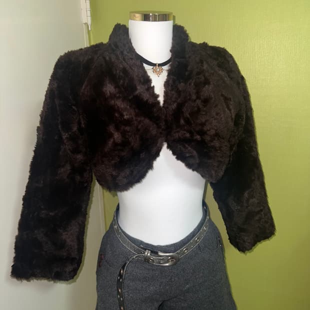 ✨Vintage brown fur jacket 볼레로 퍼자켓✨