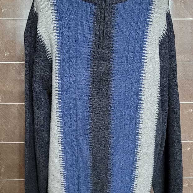 (남성105~110사이즈) 로가티스 반집업니트(모100%)