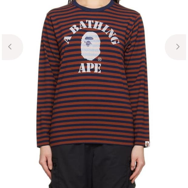 베이프 디스차지 스트라이프 롱슬리브 레드 