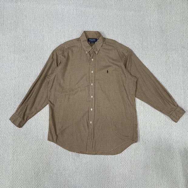 폴로 랄프로렌 골프 체크 긴팔 셔츠 브라운 100