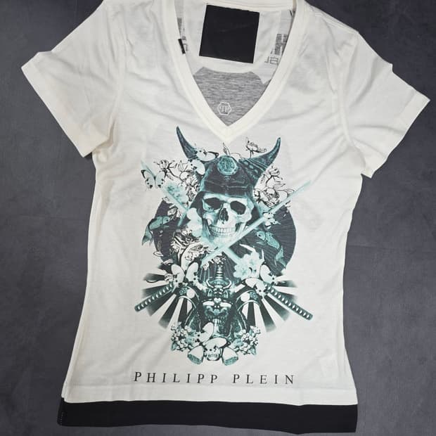 Philipp Plein V넥 Born to win samurai 티셔츠