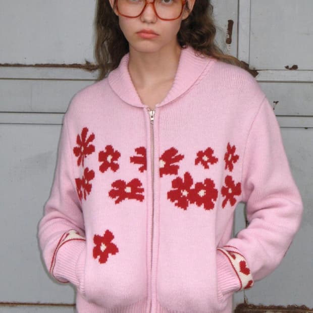 시눈 플라워 니트집업