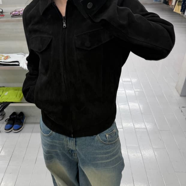 스웨이드 트러커 블랙 빈티지 자켓