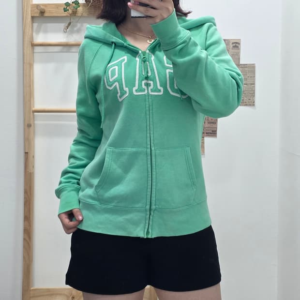 [프립]S/슬림핏 땃붙핏 갭 후드집업 민트